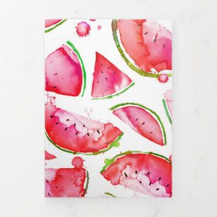 Aquarell Wassermelone 1 Dreifach Gefaltete Karte