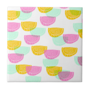 Aquarell-Wassermelone Pink Grün Gelb Muster Fliese