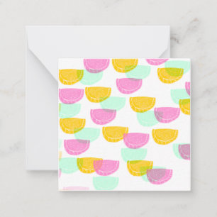 Aquarell-Wassermelone Pink Grün Gelb Muster Mitteilungskarte