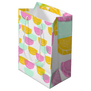 Aquarell-Wassermelone Pink Grün Gelb Muster Mittlere Geschenktüte