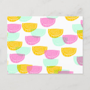 Aquarell Wassermelone Pink Grün Gelb Muster    Postkarte