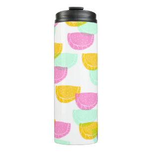 Aquarell Wassermelone Pink Grün Gelb Muster Thermosbecher