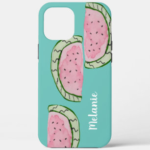 Aquarell Wassermelone Pink Türkis Monogramm iPhone 12 Pro Max Hülle