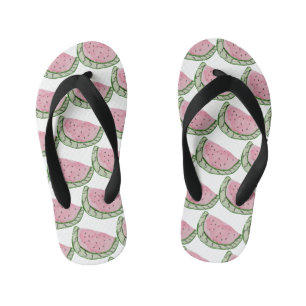 Aquarell-Wassermelonen-Doodle gemaltes Muster  Kinderbadesandalen