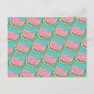 Aquarell-Wassermelonen-Doodle-Muster    Postkarte