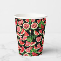 Aquarell-Wassermelonen-Papierbecher – Sommerparty
