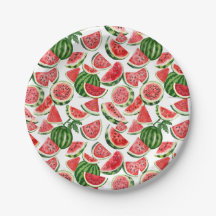 Aquarell-Wassermelonen-Papierteller – Sommerparty