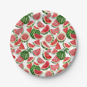 Aquarell-Wassermelonen-Papierteller – Sommerparty Pappteller