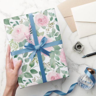 Aquarell-Weiche-Rosa-Rosen-Blumen  Geschenkpapier