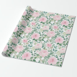Aquarell-Weiche-Rosa-Rosen-Blumen  Geschenkpapier
