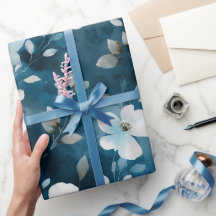 Aquarell-Weiches-Blau-Blumen-Weiß-Blumenmuster