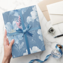 Aquarell-Weiches-Blau-Blumen-Weiß-Blumenmuster