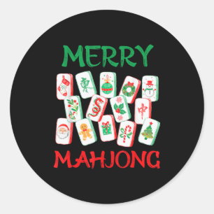 Aquarell-Weihnachten-Mahjong-Kacheln Chinesisches Runder Aufkleber