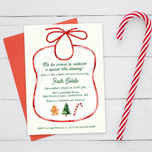 Aquarell-Weihnachts-Baby-Shower-Bib-Einladung Einladung