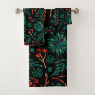 Aquarell-Weihnachts-Blumenmuster   Badetuch Badhandtuch Set