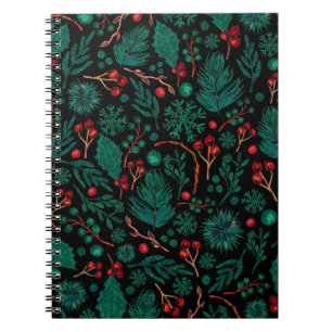 Aquarell-Weihnachts-Blumenmuster Notizbuch Notizblock