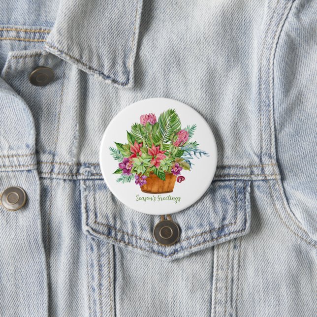 Aquarell-Weihnachts-Botanik-Sträußchen Button (Beispiel)