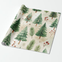 Aquarell-Weihnachts-Kiefern-Nahtlos