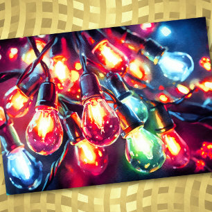 Aquarell-Weihnachts-Lichterkette Feiertagskarte