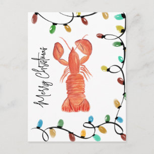 Aquarell-Weihnachts-Lobster-Flusskrebs-Krustentier Postkarte