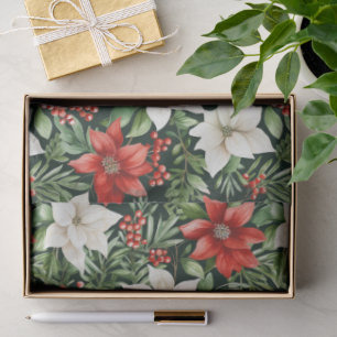 Aquarell-Weihnachts-Poinsettien und Beeren Seidenpapier
