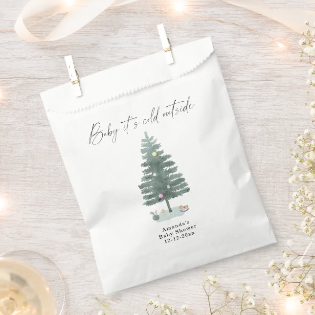 Aquarell-Weihnachtsbaum-Baby-Party Geschenktütchen (Ausgeschnitten)