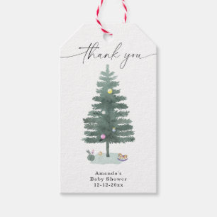 Aquarell-Weihnachtsbaum - Danke Geschenkanhänger