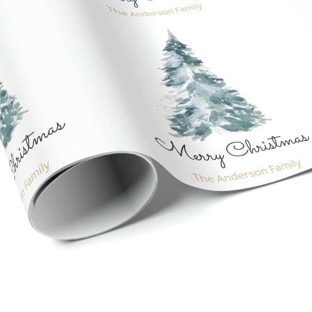 Aquarell Weihnachtsbaum elegant whimsisch Geschenkpapier (Rolleneckpunkt)