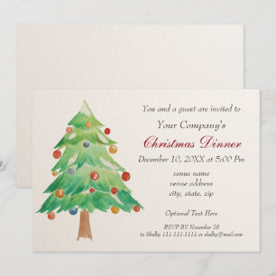 Aquarell-Weihnachtsbaum-Feiertags-Party-Einladung Einladung