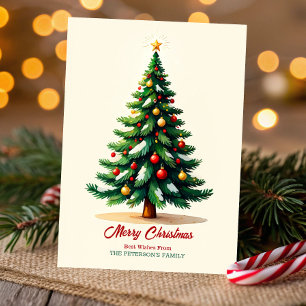 Aquarell-Weihnachtsbaum-Grußkarte Einladung