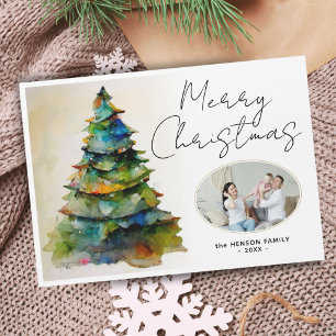 Aquarell-Weihnachtsbaum-künstlerischer Foto-Magnet Magnetkarte