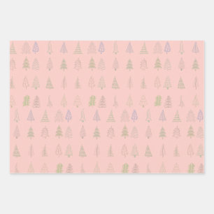 Aquarell-Weihnachtsbaum-Muster Frohe Weihnachten Geschenkpapier Set