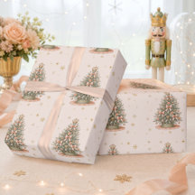 Aquarell-Weihnachtsbaum-Pfirsich-Minze-Feiertag