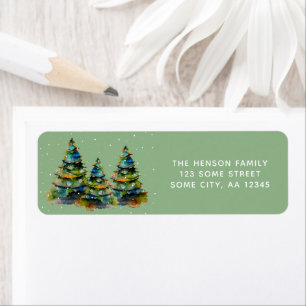Aquarell-Weihnachtsbäume-Feiertags-Rücksendeadress