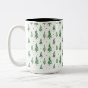 Aquarell-Weihnachtsbäume Nahtloses Muster Zweifarbige Tasse