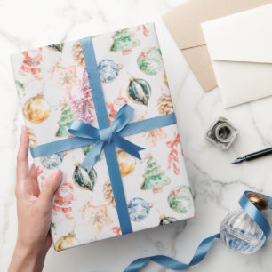 Aquarell-Weihnachtsdekorationen Geschenkpapier
