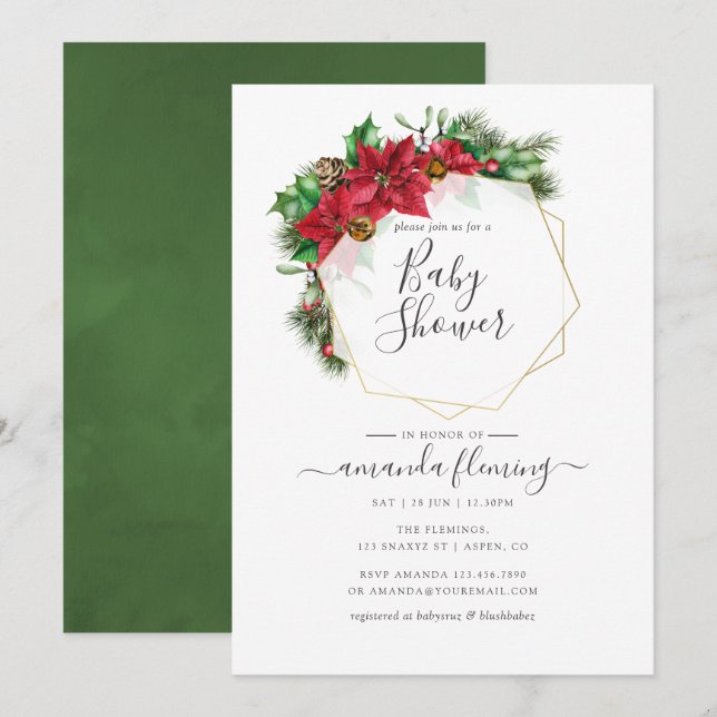 Aquarell Weihnachtsdusche Geometric Baby Einladung (Vorne/Hinten)