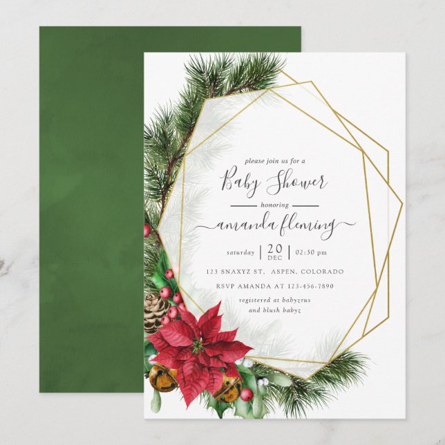 Aquarell Weihnachtsdusche Geometric Baby Einladung (Vorne/Hinten)