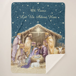 Aquarell-Weihnachtsgeburt Sherpadecke