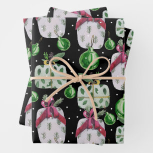 Aquarell-Weihnachtsgeschenke und -verzierungen Geschenkpapier Set