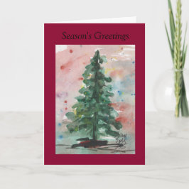 Aquarell-Weihnachtskarte: Baum Feiertagskarte