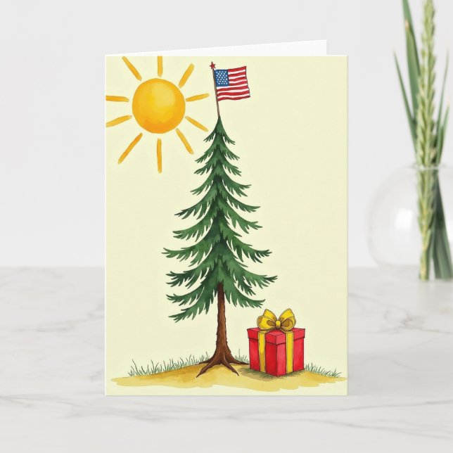 Aquarell-Weihnachtskarte mit Baum Karte (Vorderseite)