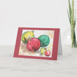 Aquarell-Weihnachtskarte: Verzierungen Feiertagskarte