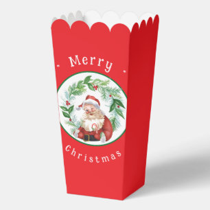 Aquarell-Weihnachtskranz Santa Nordpol Hoch Geschenkschachtel
