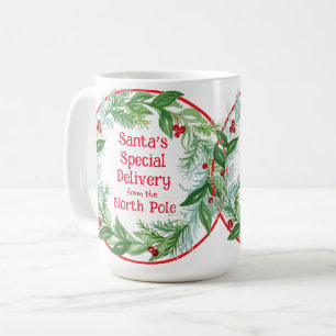 Aquarell-Weihnachtskranz Santa Nordpol Kaffeetasse