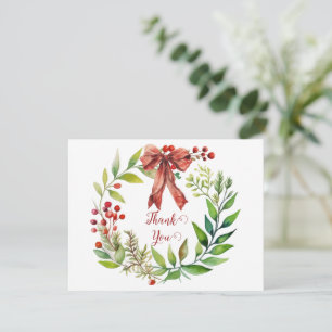Aquarell-Weihnachtskränze Danke Feiertagskarte