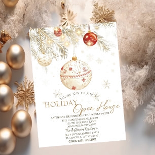 Aquarell-Weihnachtskugeln funkeln Open House Einladung