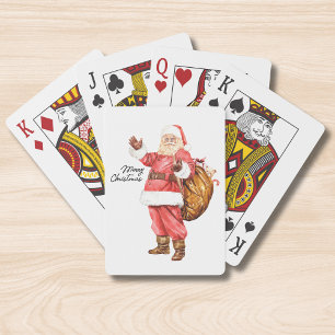 Aquarell-Weihnachtsmann-Frohe-Weihnachten-Geschenk Spielkarten