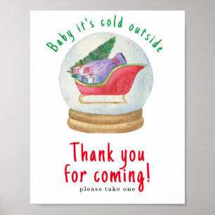 Aquarell Weihnachtsmann Schlitten - Danke fürs Kom Poster