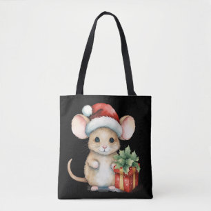 Aquarell-Weihnachtsmaus Tasche